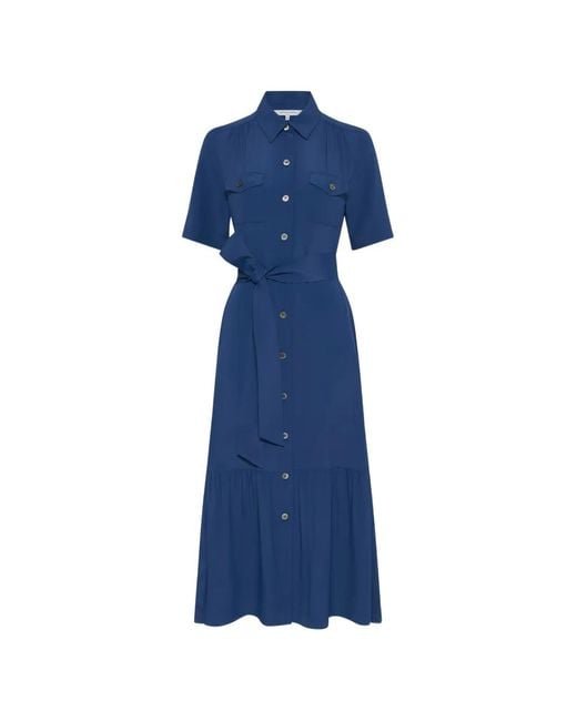 Gerard Darel Blue Raina Belted Midi Shirt Dress