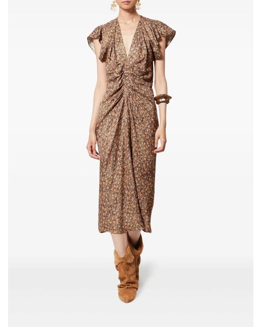 Isabel Marant Brown Lyndsay Ruffled Midi Dress