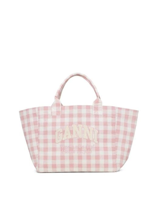 Ganni Pink Cozy Blend Cotton Polyester Bag