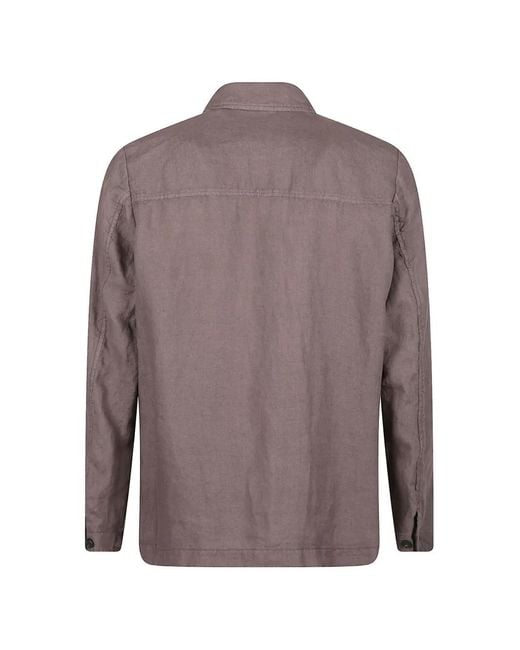 Altea Brown Patch-Pocket Overshirt for men