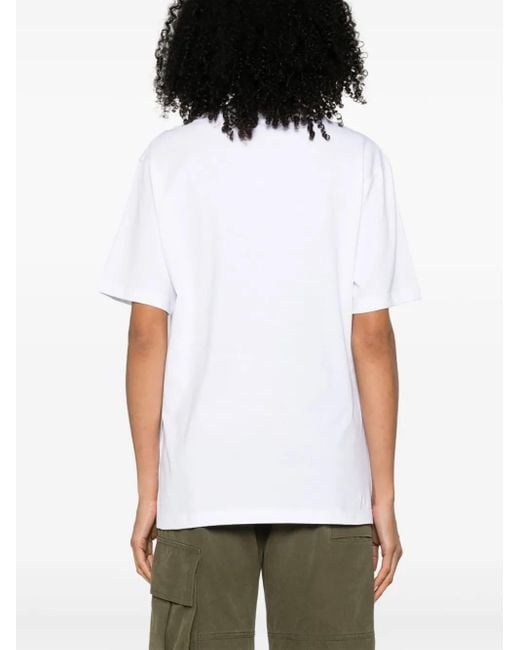 Giada Benincasa White Embroidered-Slogan Cotton T-Shirt