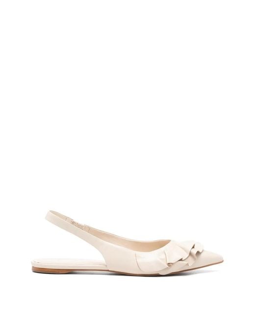 Carrano White Ruffled Slingback Flat Sandals