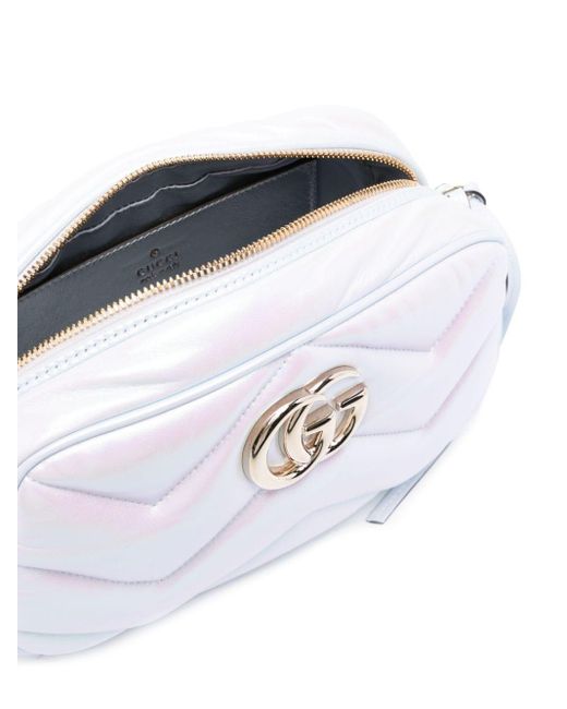 Petit sac porté épaule à motif GG Marmont Gucci en coloris White