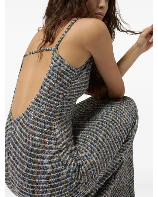 Missoni White Long Dress With Open Back And Sequins
