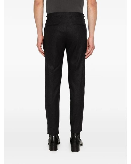 Tagliatore Black Pleated Trousers for men