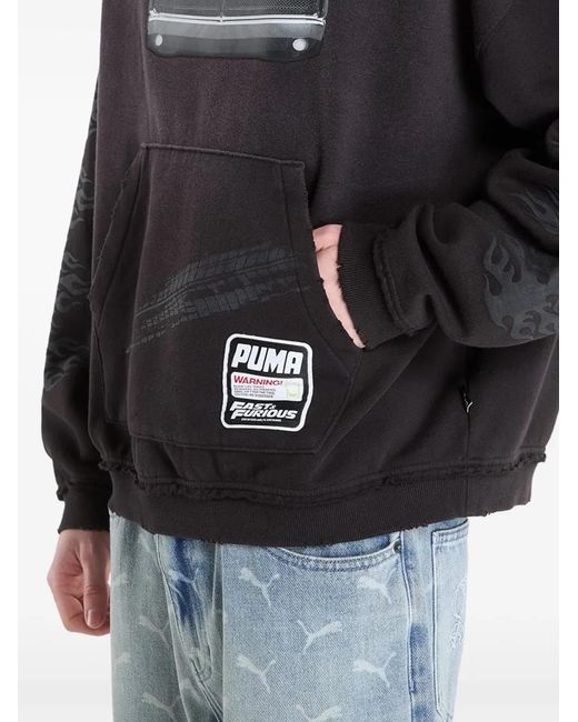 PUMA Gray X Fast & Furious Graphic-Print Hoodie for men
