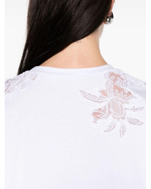 Ermanno Scervino White Lace-panels Cotton T-shirt