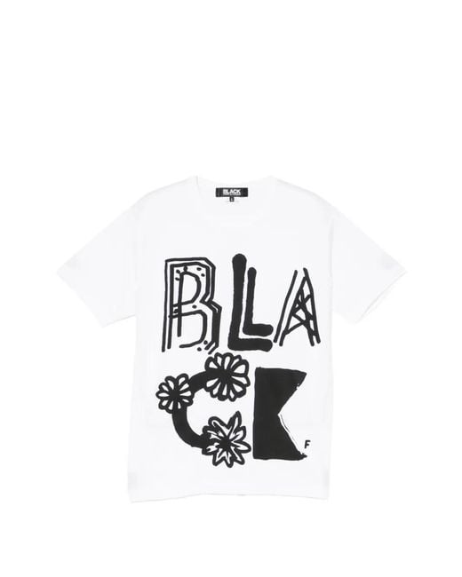 COMME DES GARÇON BLACK White Graphic Print Round-Neck T-Shirt