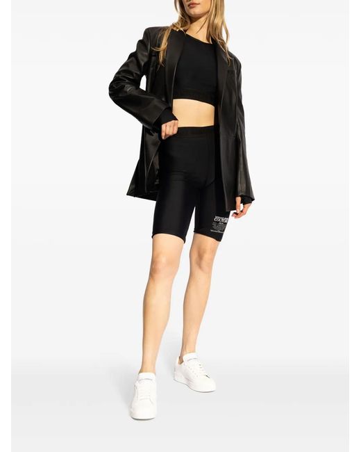 Versace Jeans Couture Black Logo-Hem Cropped Top