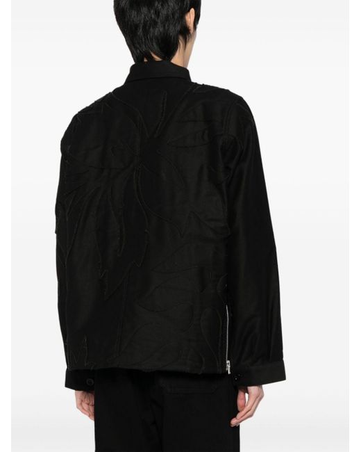 Sacai Black Embroidered Shirt Jacket for men