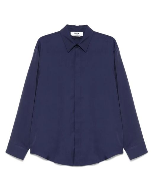 Camicia Con Ricamo di MSGM in Blue da Uomo