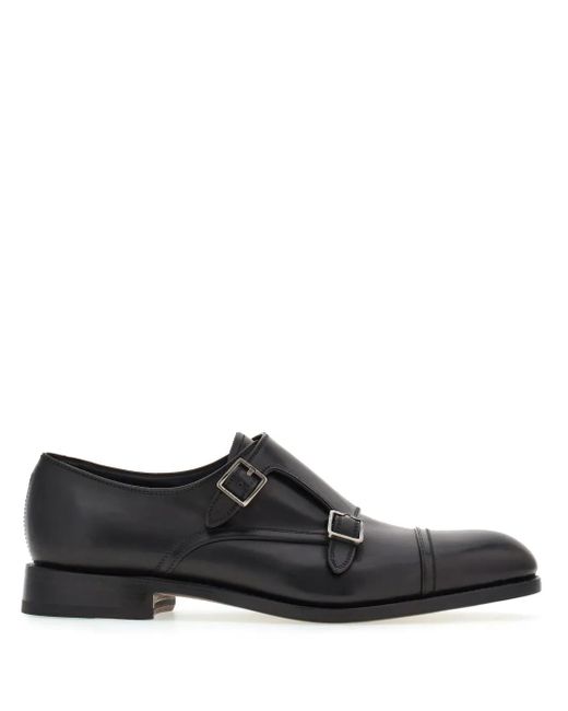 Ferragamo Black Tramezza Double Monkstrap for men