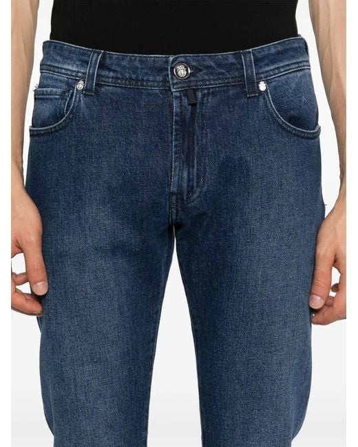Billionaire Blue Logo-Patch Jeans for men