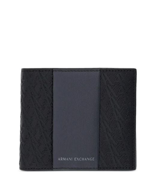 ARMANI EXCHANGE Black Monogram-Pattern Bifold Wallet for men