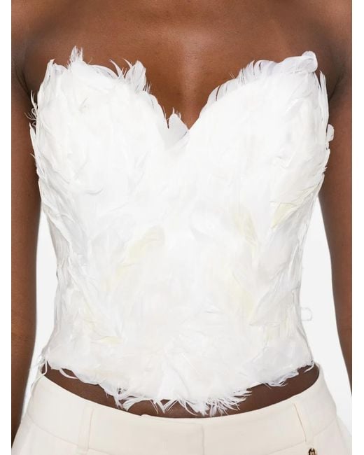 Vestiaire d'un Oiseau Libre White Feather-Embellished Corset