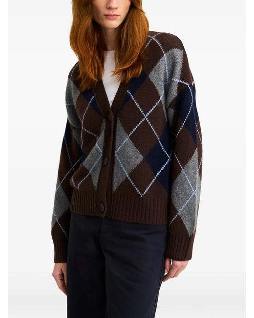 Pringle of Scotland Black Argyle Cashmere Cardigan