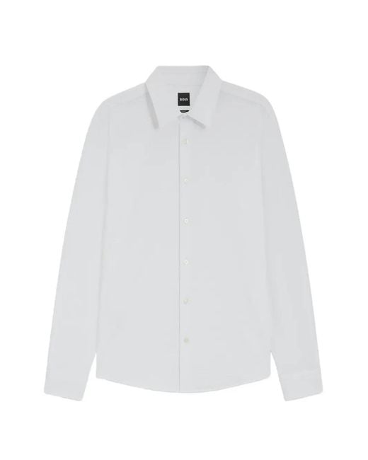 Boss White Chemise Boutonnée À Manches Longues for men