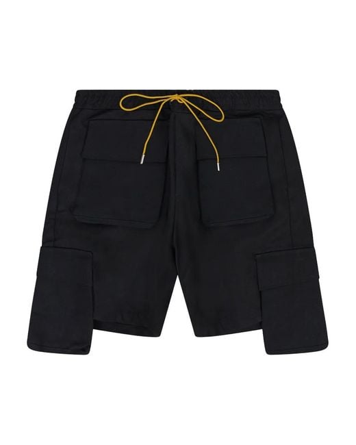Rhude Black Drawstring Cargo Shorts for men