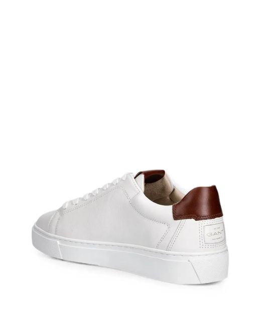 Gant White Contrast-Heel Leather Sneakers for men