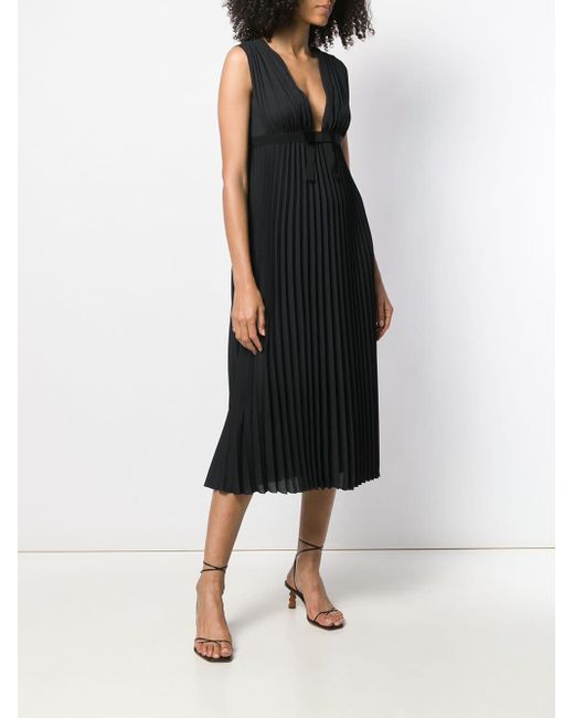 RED Valentino Cotton Pleated Midi Dress in Black - Save 55% - Lyst