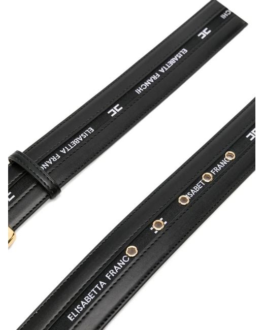 Elisabetta Franchi White Logo-Pattern Belt