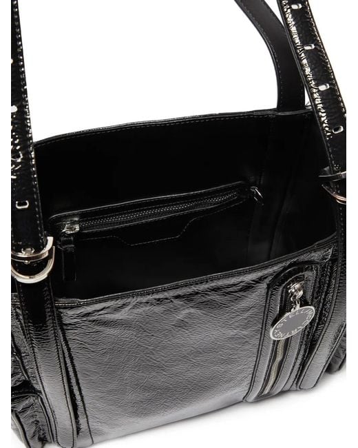 Stella McCartney Black Crinkled-Finish Multi-Pocket Tote Bag