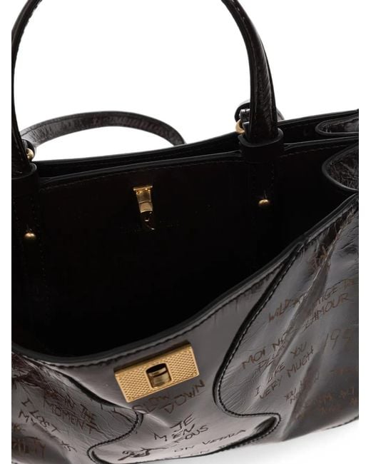 Zadig & Voltaire Black Graffiti-Print Leather Tote Bag