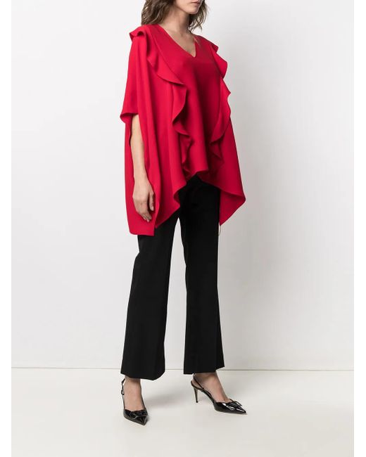 Valentino Garavani Red Ruffled Drape Blouse