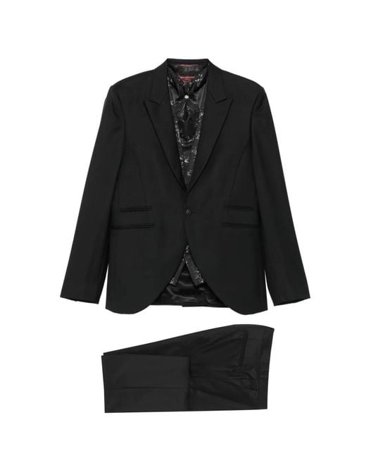 Carlo Pignatelli Black Floral-Jacquard Suits for men