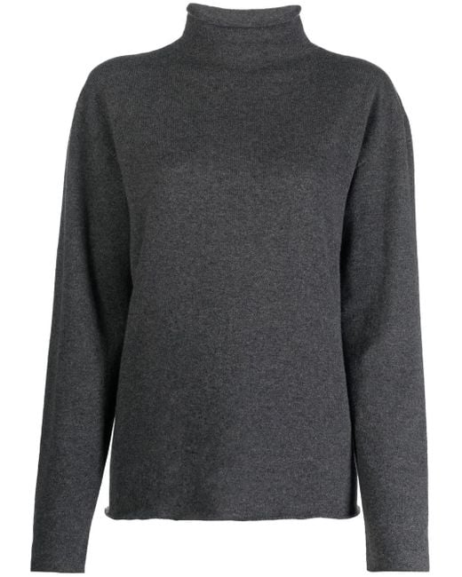 Jil Sander Gray Mock-Neck Knitted Jumper