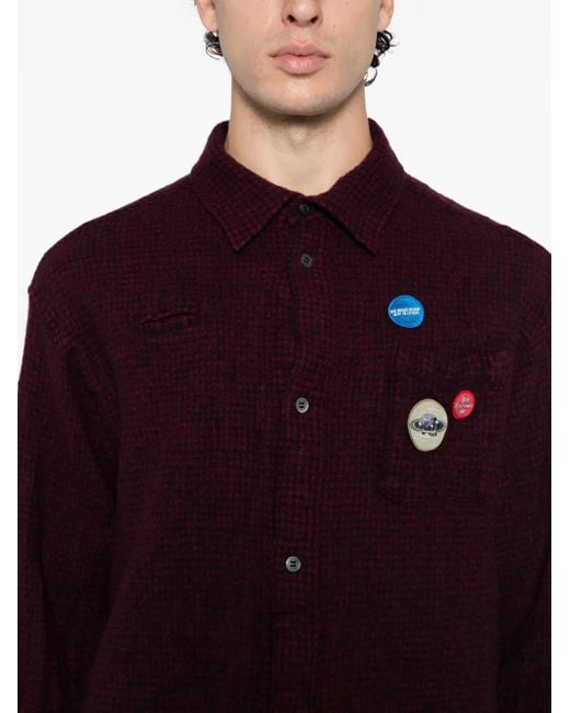 Undercover Purple Logo-Embroidered Shirt for men