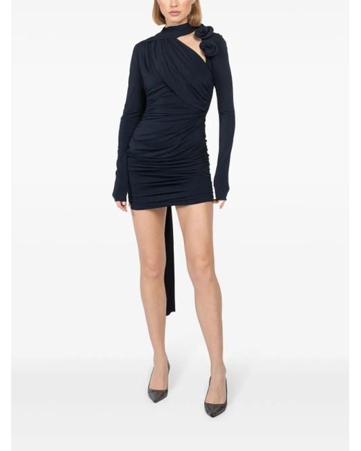 Abito Corto Drappeggiato Con Applicazione A Fiori di Magda Butrym in Blue