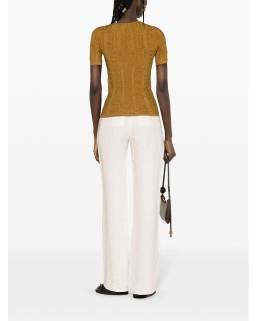 Sandro Brown Cut-out Knitted Top