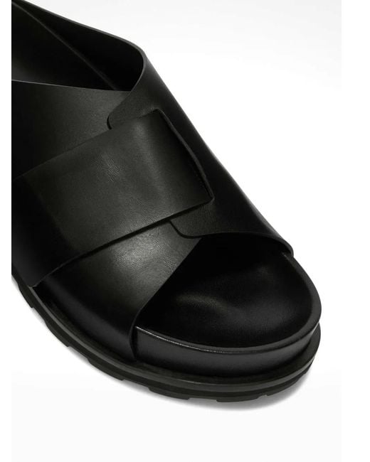 Jil Sander Black Slip-On Leather Slides for men