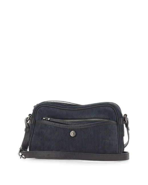 Gianni Chiarini Blue Cora Ribbed Suede Shoulder Bag