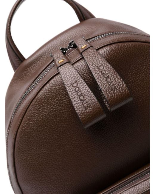 Doucal's Brown Grained-leather Backpack for men
