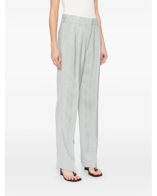 Blazé Milano White Striped Pleated Trousers