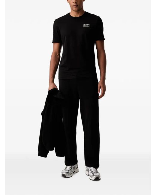 EA7 Black Logo-Patch T-Shirt for men