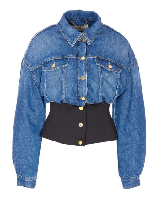Elisabetta Franchi Blue Corset Denim Jacket