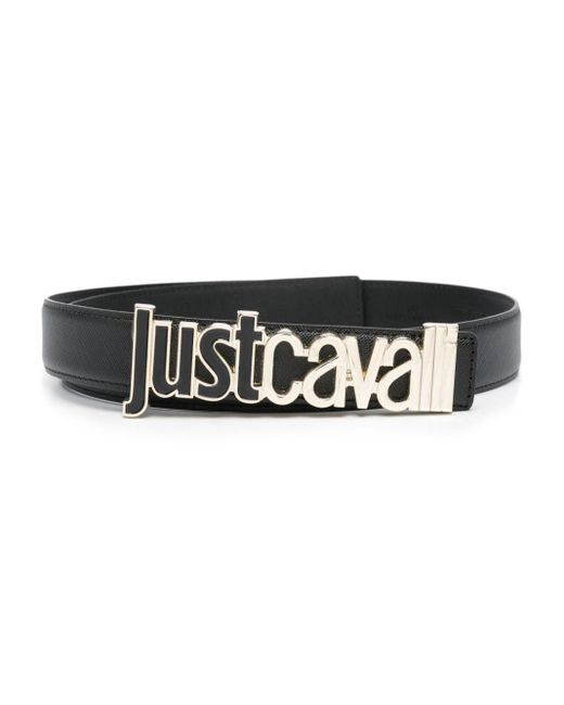 Just Cavalli Black Logo-lettering Leather Belt