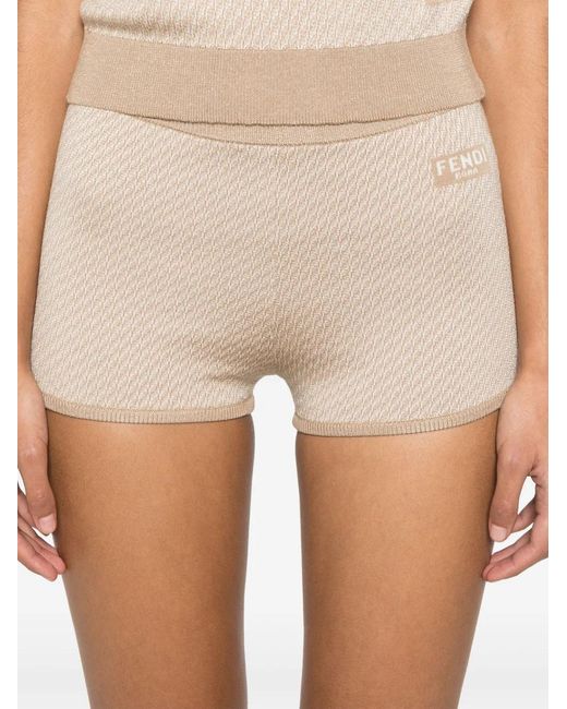 Fendi Natural Ff Wool Shorts