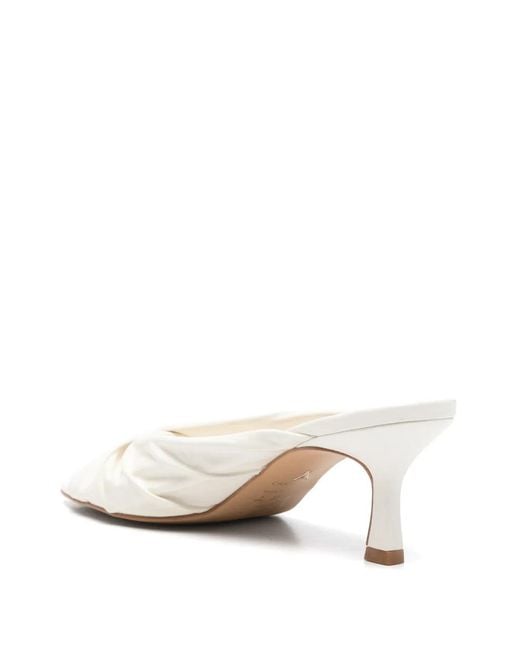 Carrano White Ruched Mules