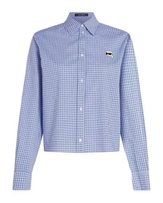 Karl Lagerfeld Blue Ikon Checked Blouse