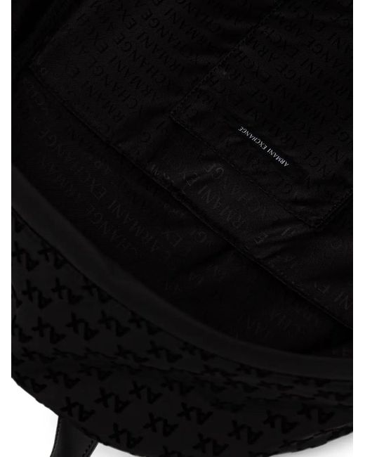 ARMANI EXCHANGE Black Logo-Print Backpack for men