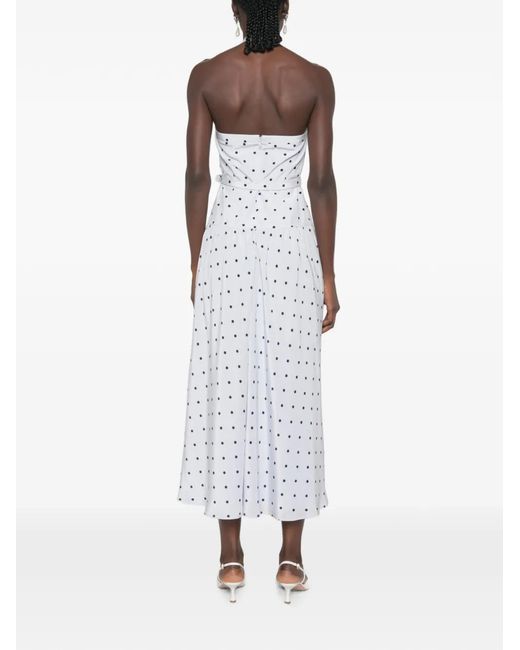 Alessandra Rich White Polka-Dot Halter-Neck Midi Dress