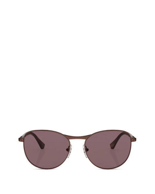 Persol Purple Diamond-Pattern Round-Frame Sunglasses