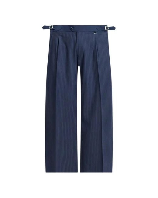 RETERNITY Blue Tailored Pinstripe Baggy Trousers for men