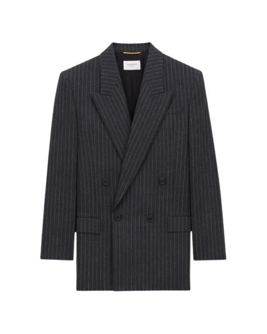 Saint Laurent Blue Striped Wool Jacket