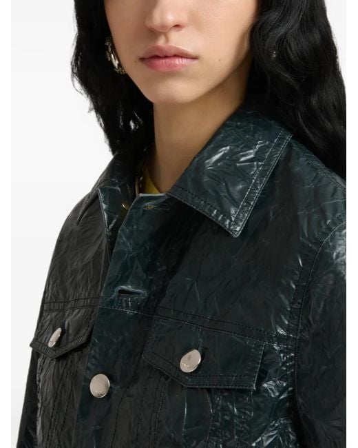 Marni Green Crinkled-Finish Jacket