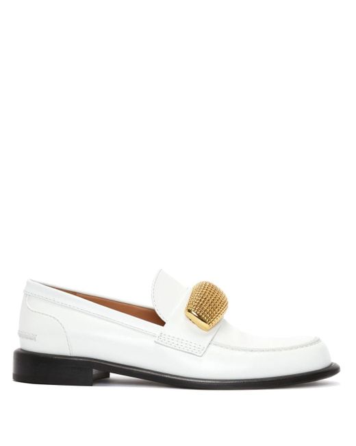 J.W. Anderson White Embellished Leather Loafers for men